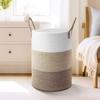 Rope Woven Cotton Storage Basket With Handles For Dirty Clothes Storage Home Use