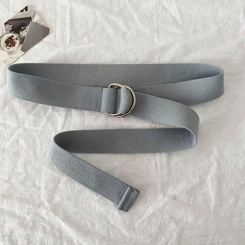Korean Style Double Ring Buckle Casual Student Belt Trendy Canvas Belt  for Jeans