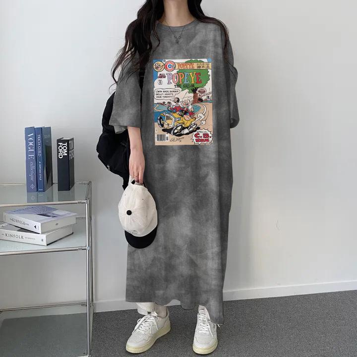 

Women s Plus Size Tie-Dye Casual T-Shirt Dress – Japanese Korean Summer Trend Large
