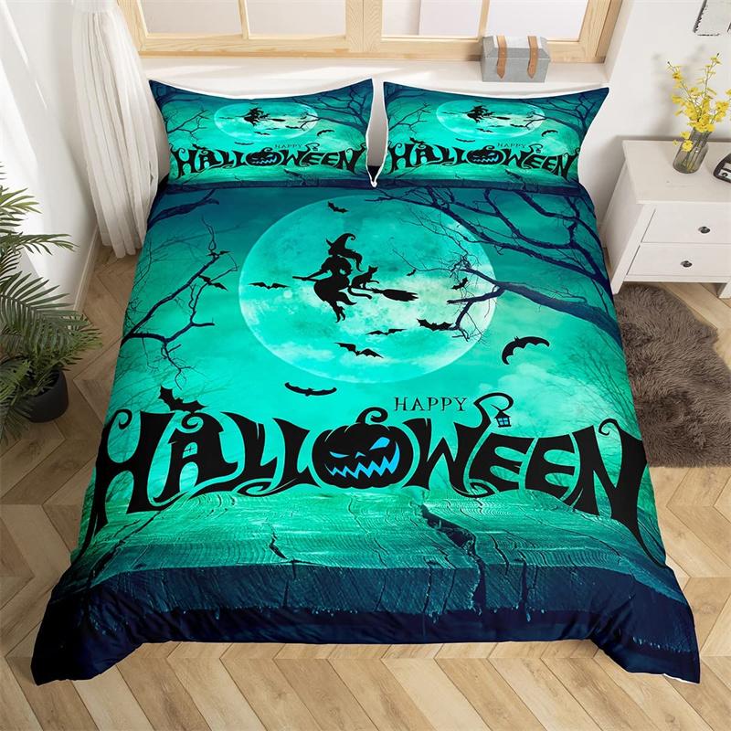 Pumpkin Tree Duvet Cover Happy Halloween Bedding Set Full Microfiber Horror Theme Comforter Cover For Kids Boys Girls Teens Room