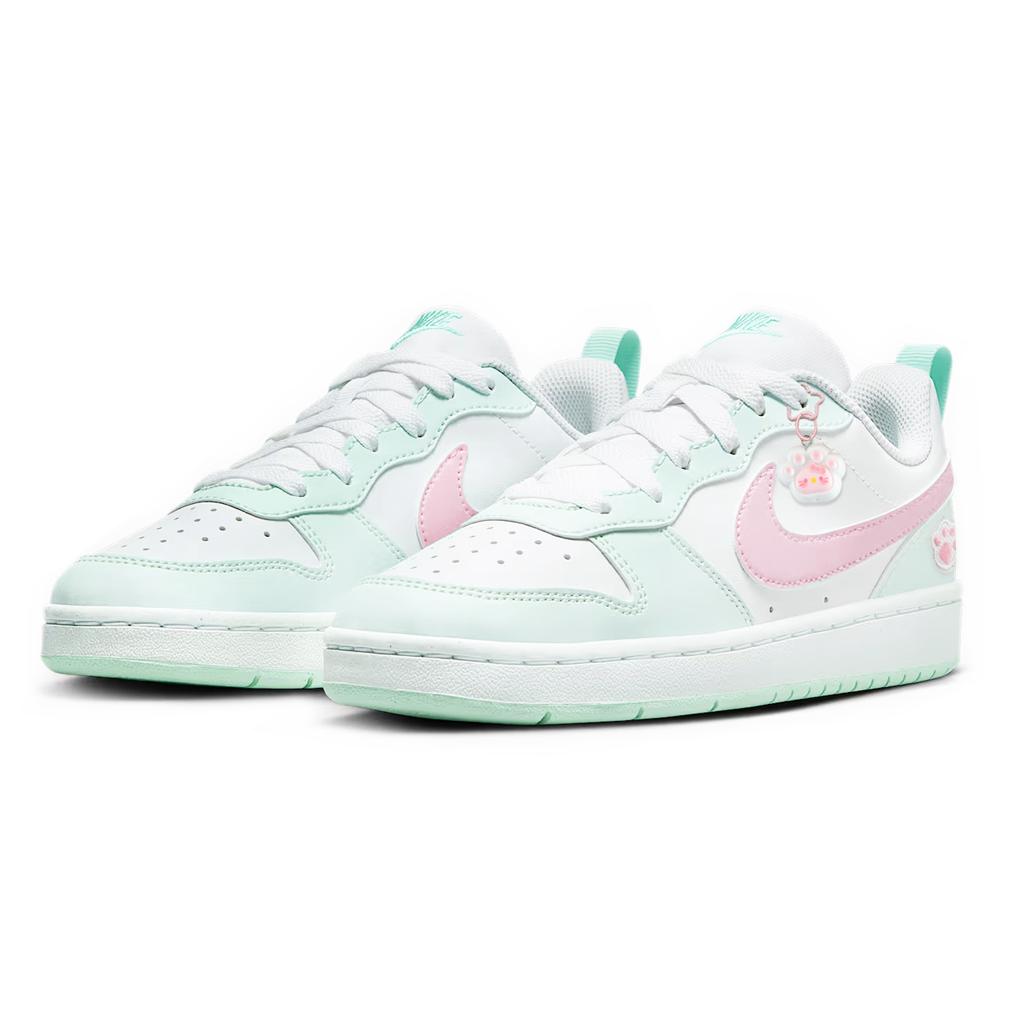 Nike Court Borough Mint Peach Synthetic Leather Abrasion Resistant Slip Resistant Low Top Skateboard Shoes Women's FZ3539-100(Team1887-)