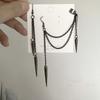 New Fashion Creative Trend Men's Retro Black Tassel Long Chain Punk Earrings Hip Hop Rivets Earrings Female Gothic Party Jewelry