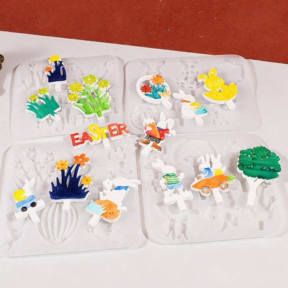 Non-Stick Easter Candle Holder Mold Flexible Gypsum Mold Spring Renewal Mold Heat Resistant Silicone Insert Mold Home Gift