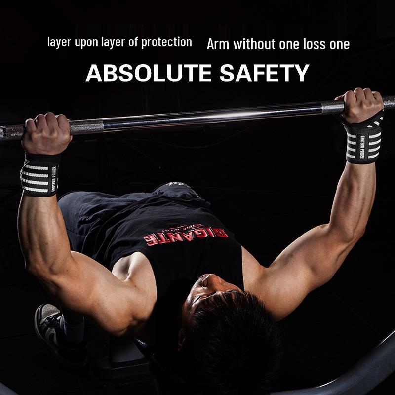Men's Professional Powerlifting Wrist Wraps for Bench Press - Anti-Twist Compression Protective Gear