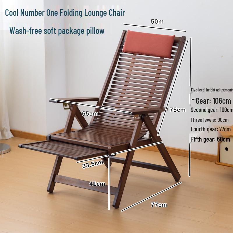 Premium Widened Bamboo Folding Lounge Chair for Home & Outdoor Use - Reinforced & Cool for Summer Relaxation