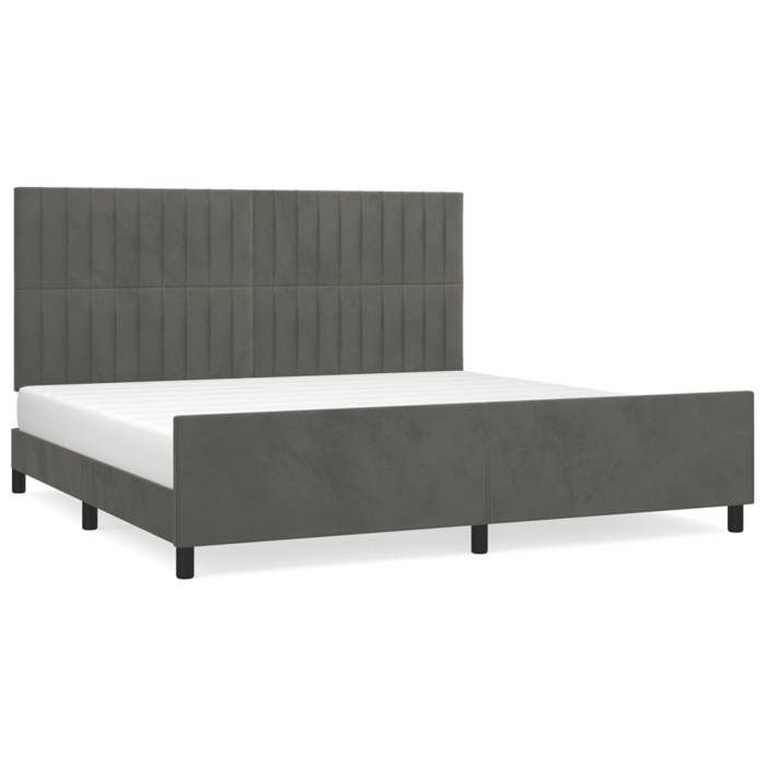 VidaXL Cadre de lit avec tête de lit Gris foncé 200x200 cm Velours3125898