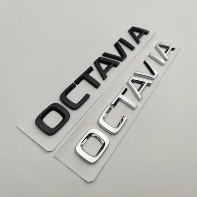 AAAIY1 Auto Chrom Schwarz Logo Octavia Emblem Buchstaben Auto Heckklappen Aufkleber Für Octavia 1 2 3 4 MK3 MK4 MK5 RS VRS Zubehör