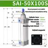 Air Cylinder SAI50 SAI63 Standard Double Acting Pneumatic Cylinder SAI50X100S SAI63X200S SAI50X150S SAI63X300S SAI50X75S 400 500