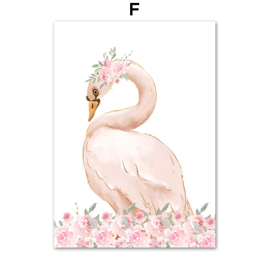 Pink Angel Girl Sun Moon Cloud Swan Castle Wall Art Nursery Canvas Painting Nordic Posters Prints Pictures Baby Kids Room Decor