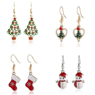 1 Pair Christmas Tree Earring Pendant Christmas Decoration for Home Happy New Year 2020 Xmas Noel