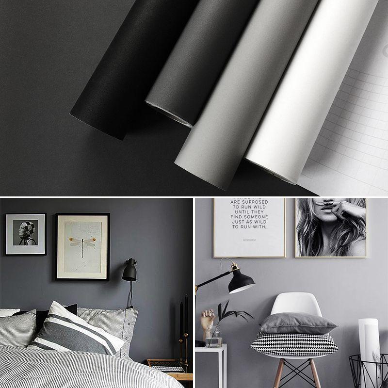 Waterpoof Matte Wallpaper Black Vinyl Self-Adhesive Stickers for Wall Furniture Livingroom Contact Paper Home Decor