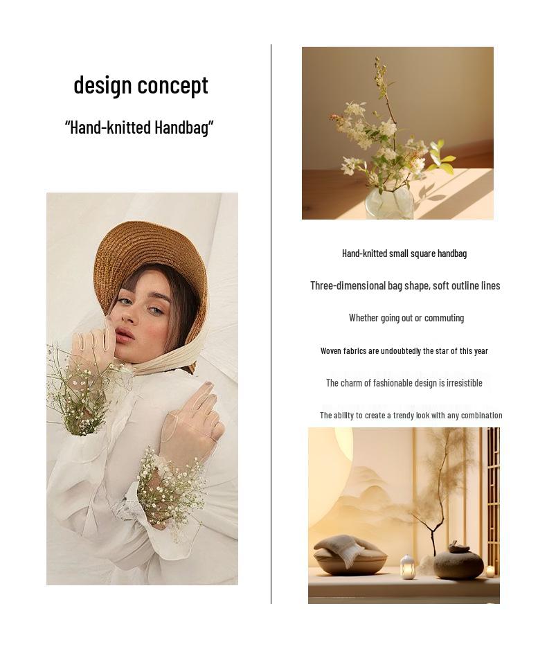 Noua Geantă Crossbody Pătrată Tofu Clasică Tricotată Manual