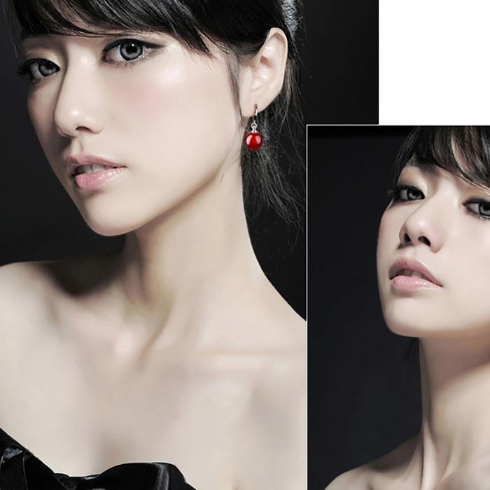 Cercei pentru femei 925 Silver Gold Plated Red Pendant Earrings 2cm Simple Fashion Gift