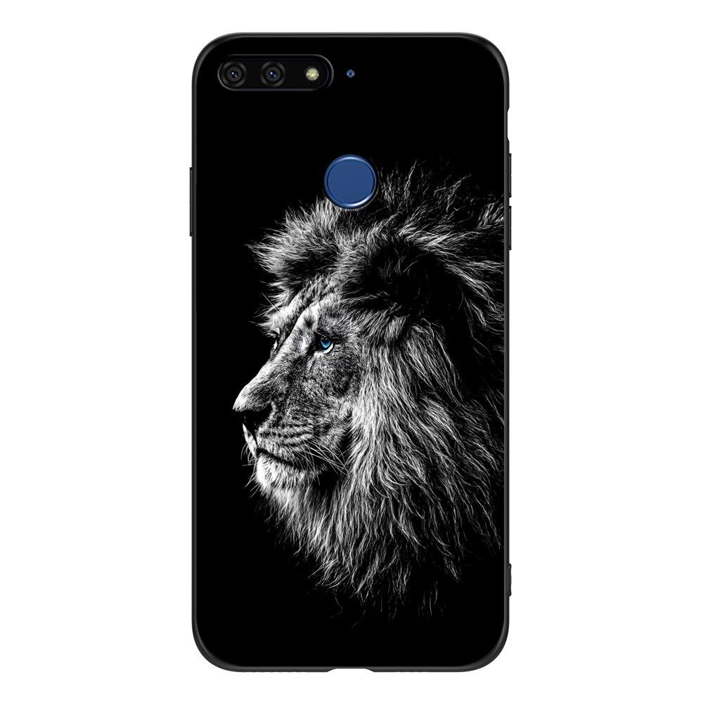 For Honor 7C 5.7 Inch Case Soft Back Cover Phone Case For Huawei Honor 7c Aum-L41 Silicon Black Tpu Case Lion Wolf Tiger Dragon