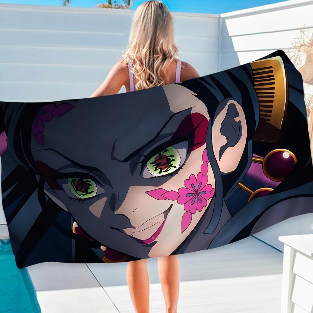 Demon Slayer Daki Hippie Beach Towel Cartoon Cute Summer Kids Large Bath Pool Beach Towel Absorbent for Swimming Travel