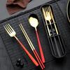3PCS/Set Cutlery Spoon Fork Chopsticks Set Dinnerware Lunch Tableware with Box 304 Stainless Steel Portable Kitchen Accessories