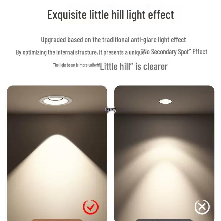 Spot încastrat fără ramă anti-orbire pentru sufragerii și holuri