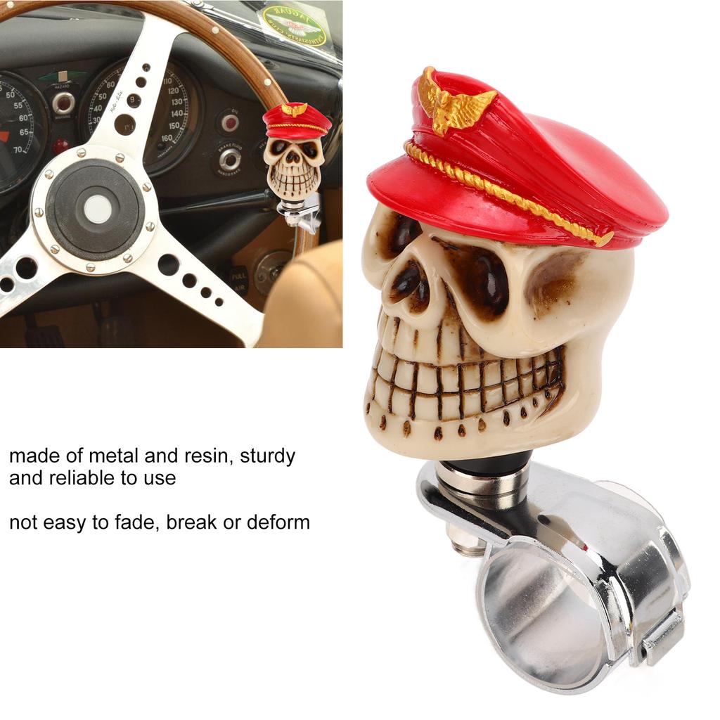 Skull Shape Stee  Wheel   3cm Diameter Metal Resin Turn Knob   for Cars Trucks Tractors Boats