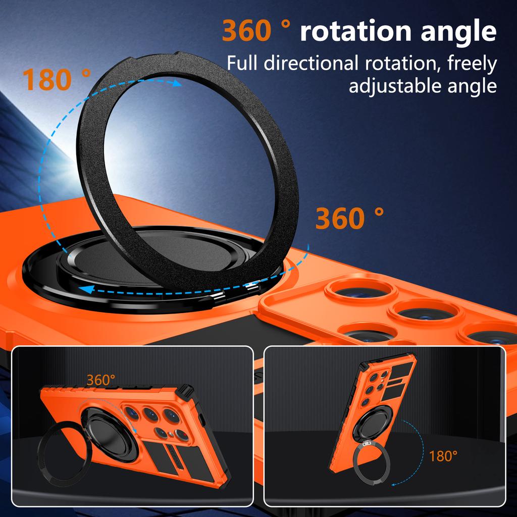 For Samsung Galaxy S24 Ultra Case Compatible with MagSafe Rotary Kickstand Anti-Drop TPU+PC Phone Cover