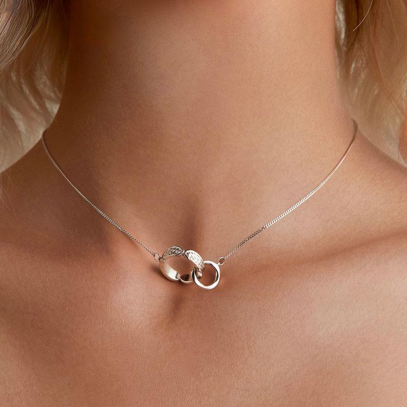 S925 Sterling Silver Double Circle Mobius Pendant Necklace Angel Wing Neck Chain for Women Birthday Gift Fine Jewelry