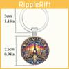 Paris Sunset Scene Keychain With Glass Pendant For Gift And Decoration