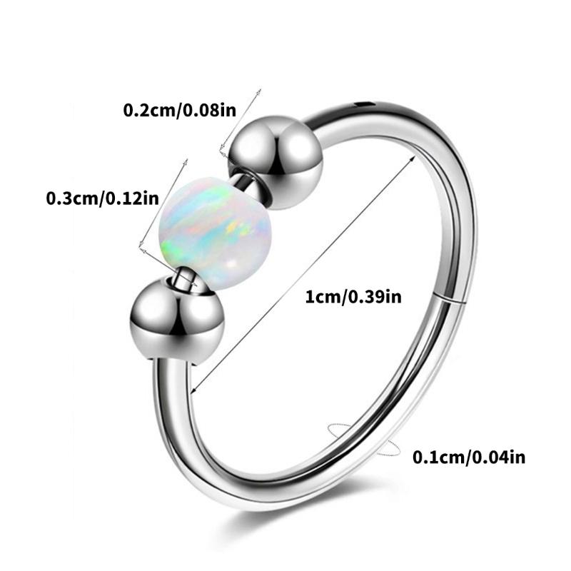 Sturdy Stainless Steel Nose Rings Septum Jewelry Helix Cartilage Conch Hoop Comfortable Opal Designs for Trendy Women