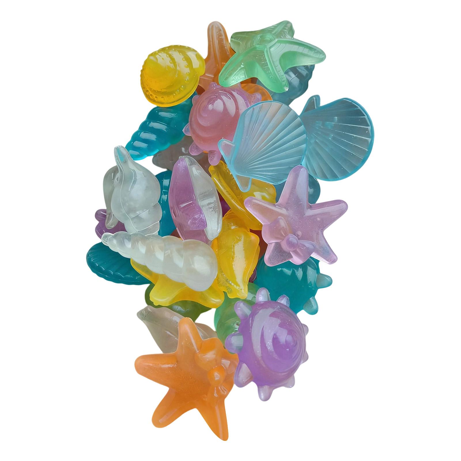 

100pcs Resin Ocean Life Glow in the Dark Seashell Starfish Aquarium Decoration Stones for Fish Tank Landscaping Random Styles One Size