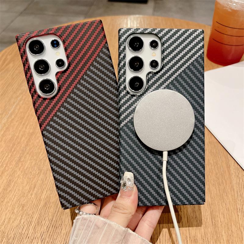 Ultratenká textura uhlíkových vláken Magnetická Pro Magsafe Pouzdro Pro Samsung S25 S24 S23 S22 Note 20 Ultra 10 Plus Hard PC Matte Cover