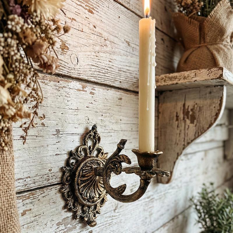 European Retro Geometric Wall-Mounted Candle Holder for Hotel and Restaurant Décor