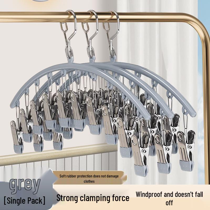 Stainless Steel Multi-Purpose Clothes Drying Hanger with Non-Slip and Windproof Clips