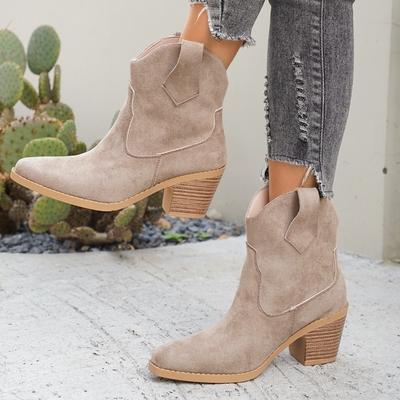 Cross-border Large-size New European Beautiful Women's Boots Retro Pointed Low Tube Matte Suede Viscose Shoes Martin Boots