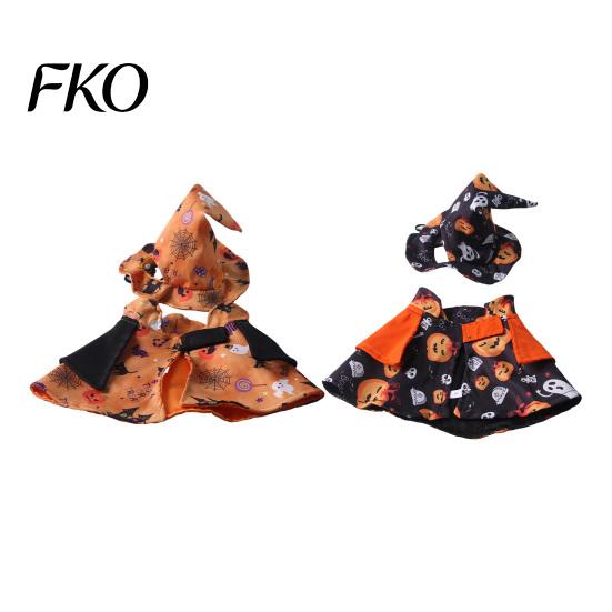 Ghost Themed Pet Outfit 1 Set Halloween Costume, Adjustable Wizard Hat And Cape, Cute Pumpkin Costume Prints, Fun for Small Dogs Cats Festive