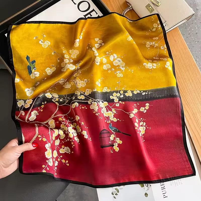 

Luxury Brand Square 100% Real Silk Scarf Women Ladies Wrap Neckerchief Shawl Bandana Fashion Foulard Female Scarves hijabs Real Silk 53x53cm