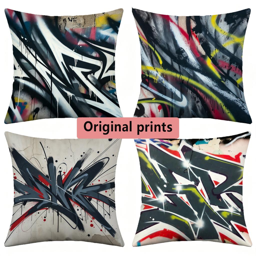 Graffiti Art Throw Pillow Covers Pattern Cushion Cover Suitable for Sofa Bedroom Car Pillow Cover