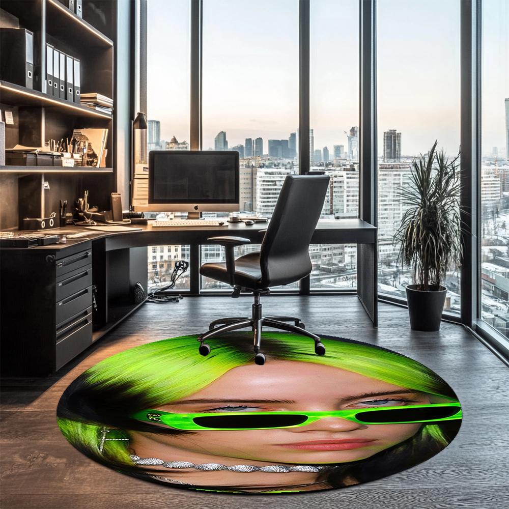 Billie Eilish Printed Round Rug Carpet Chair Rug Area Rug Entryway Doormats,for Office Chair Living Room Bedroom Kitchen Room.