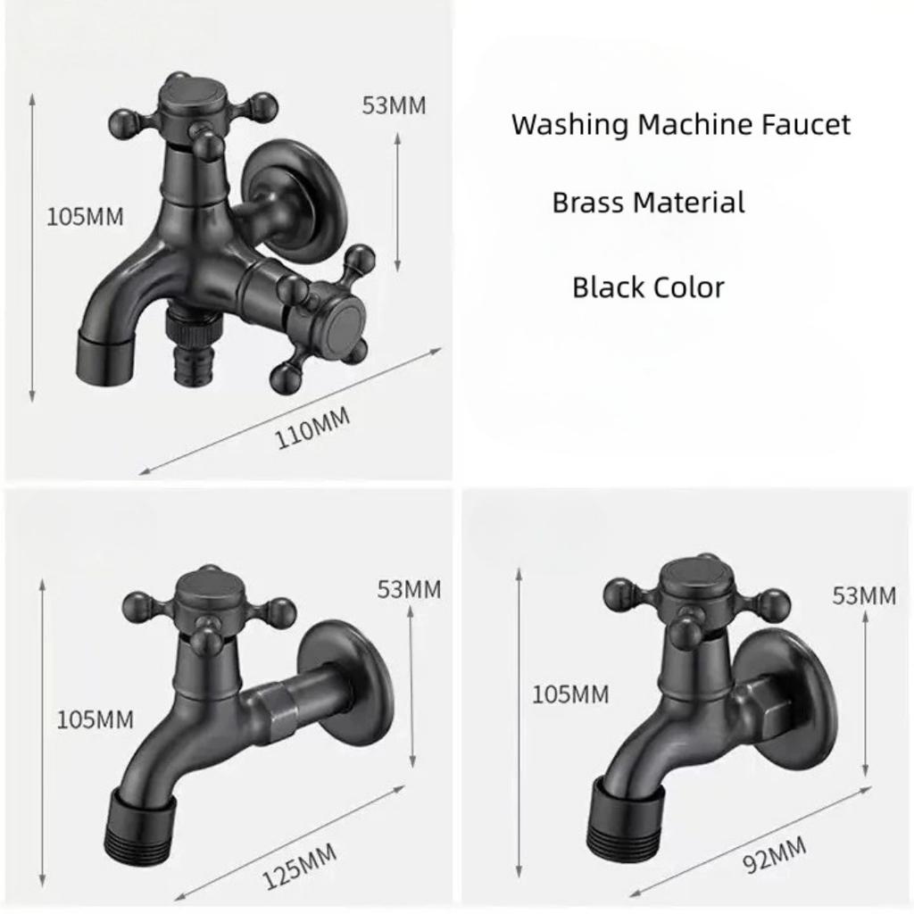 Black Washing Machine Faucet Brass Bibcock Faucet Garden Faucet Outdoor Faucet Bathroom Mop Sink Faucets  Water Taps Garden