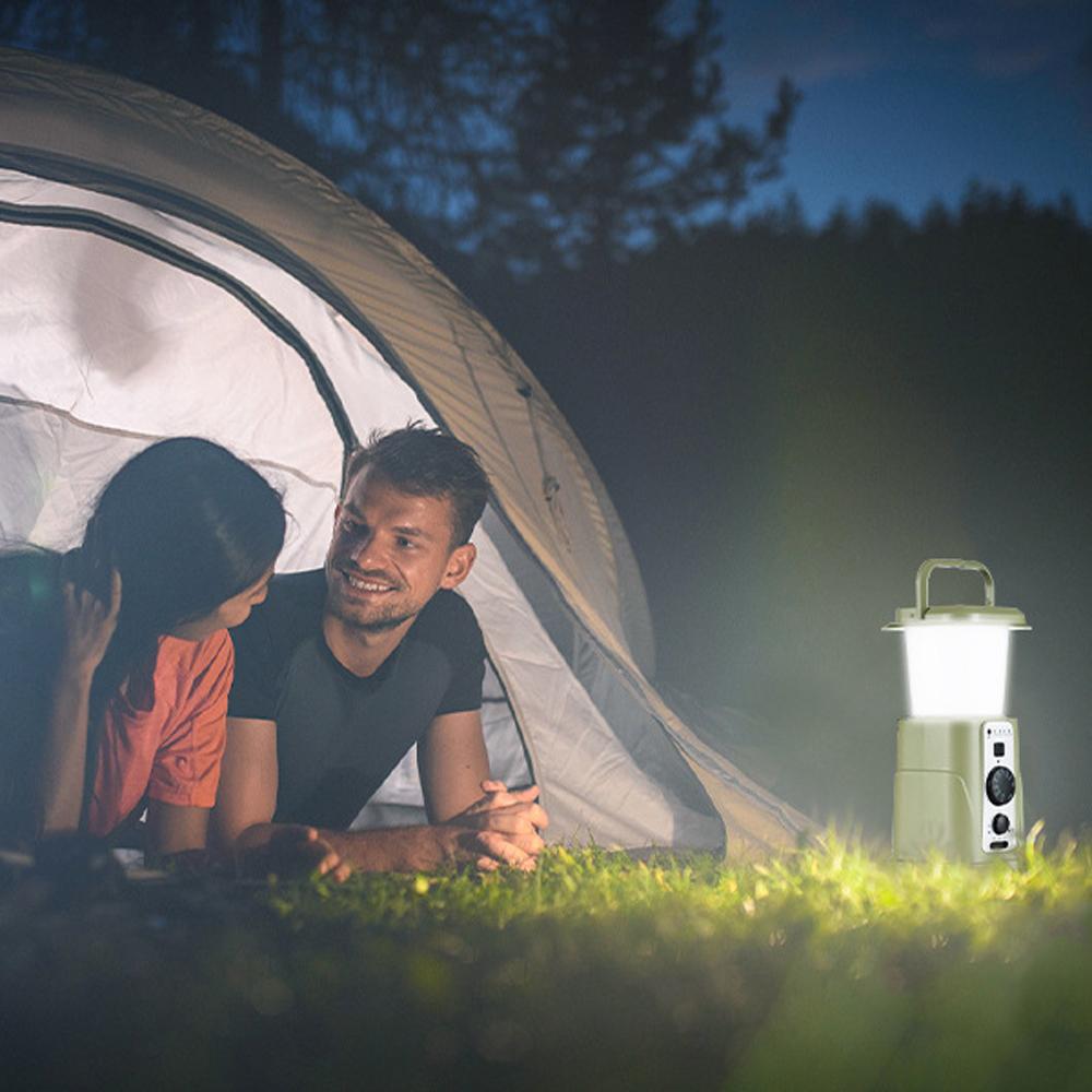 Luz de acampamento multifuncional LED Lanterna de acampamento AM/FM/WB/NOAA Rádio meteorológico portátil solar