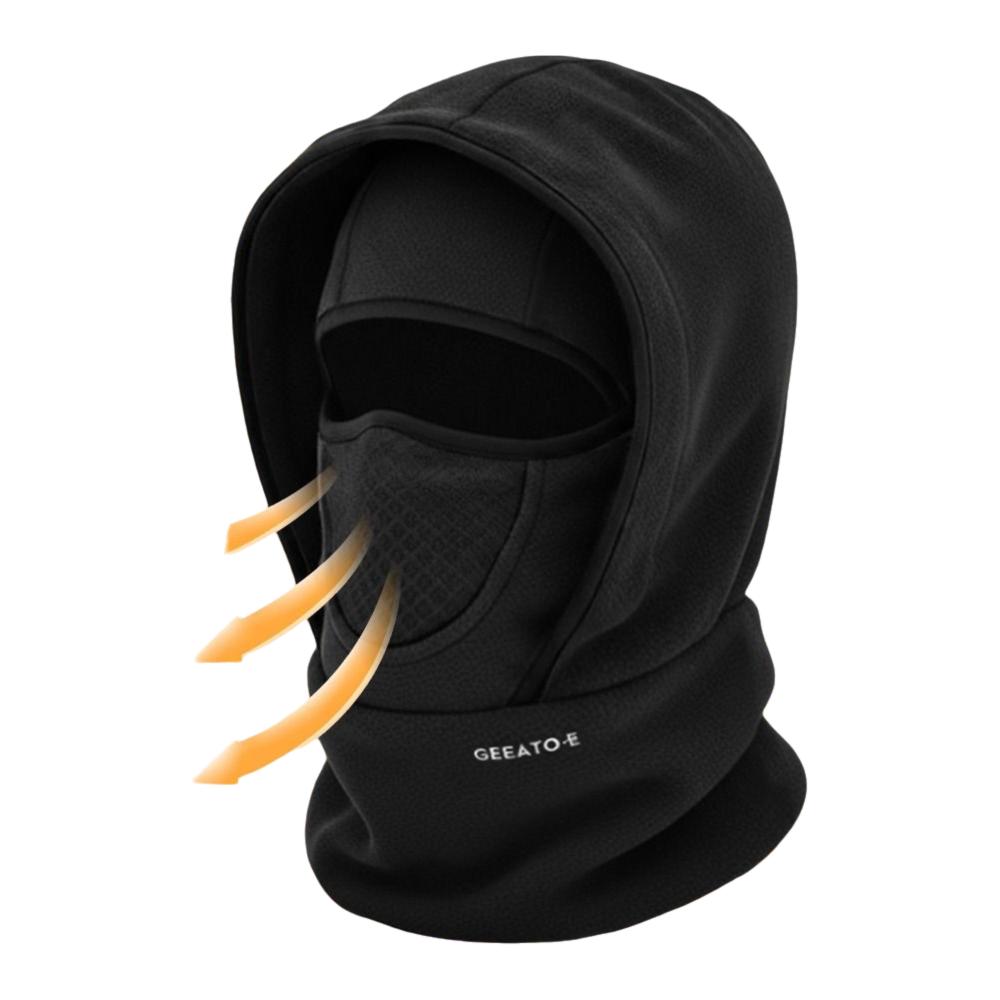 Waterproof Polar Fleece Balaclava Hat Thermal Cycling Skiing Hooded Neck Warmer for Cold Weather Face Neck Warmer Beanie Cap чёрный
