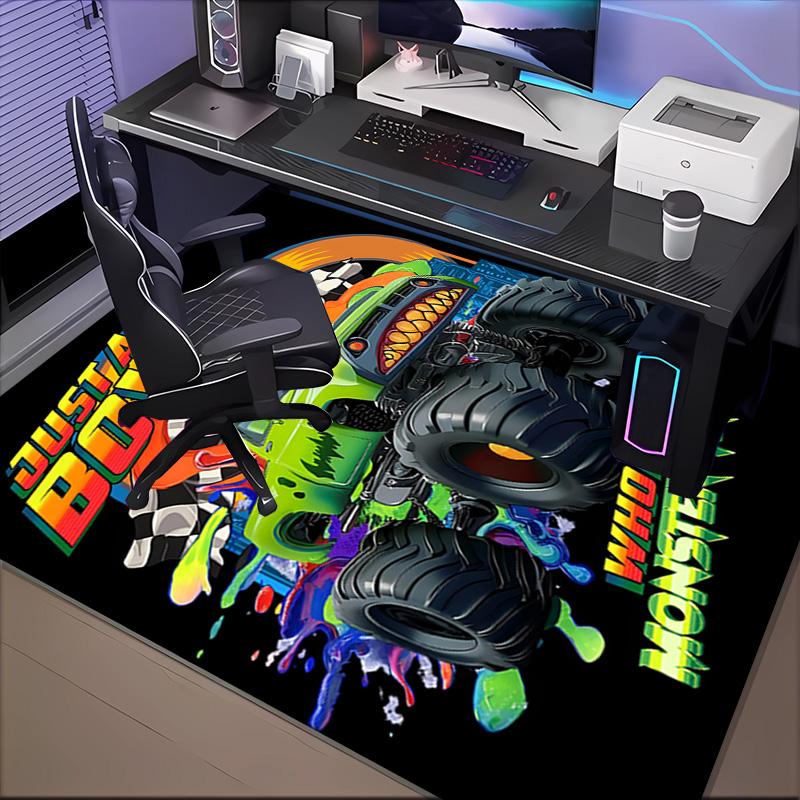 Mon-ster Truck Adventure Floor Mat for Living Room, Game Rooms, Office, Bedroom, Office Floor Mat Playful Design, Christmas fan gifts
