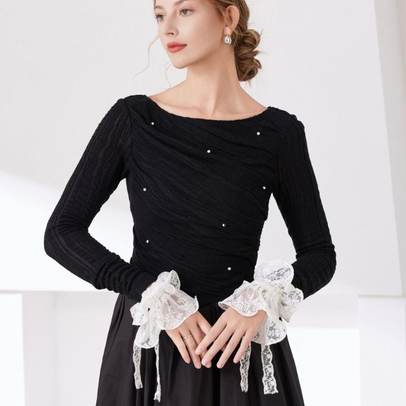 Ruffle Faux Collar Cuffs Sleeves Collar Insert Outfit Enhancer for Office Women Various Occasion Clothing Accessory