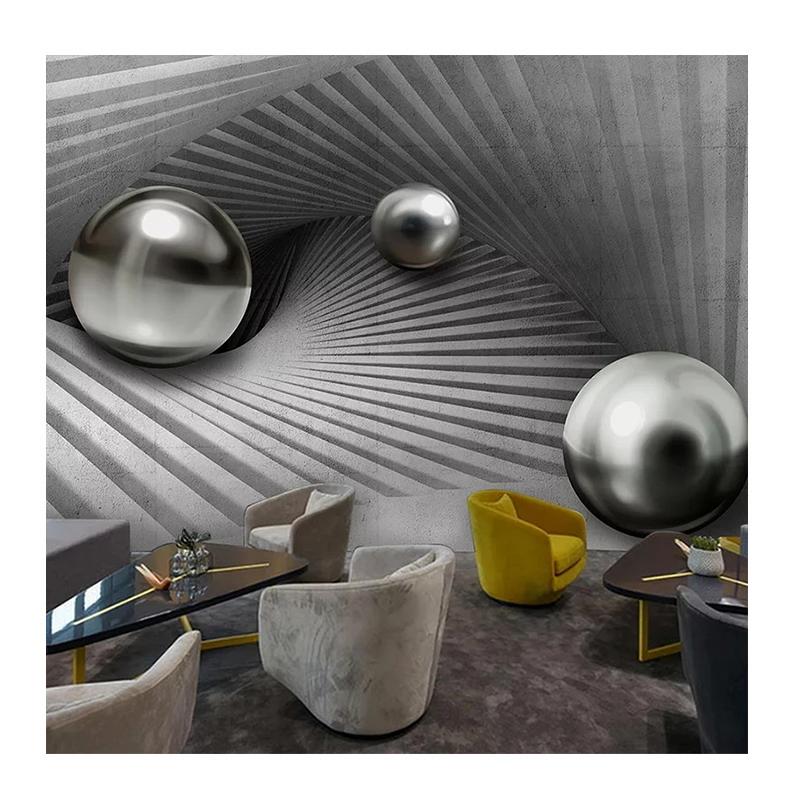

Wall Paper 3d Space Gray Circle Ball Mural Sticker Wallpaper Restaurant Bar Wall Mural Decor 200 cm(W) x 140 cm(H)