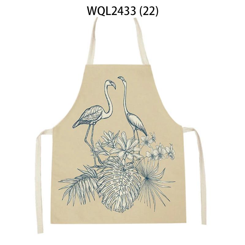 Forest Plants Leaves Pattern Cleaning Kitchen Aprons Men Women Home Cooking Accessories Apron Tree Print Linen Adult Kids Bibs