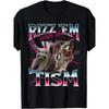 Maglietta Grafica Divertente sull'Autismo Rizz Em with The Tism Meme Procione Autistico Moda Britannica, Cotone Morbido Unisex, T-shirt, Abbigliamento Casual Conveniente,