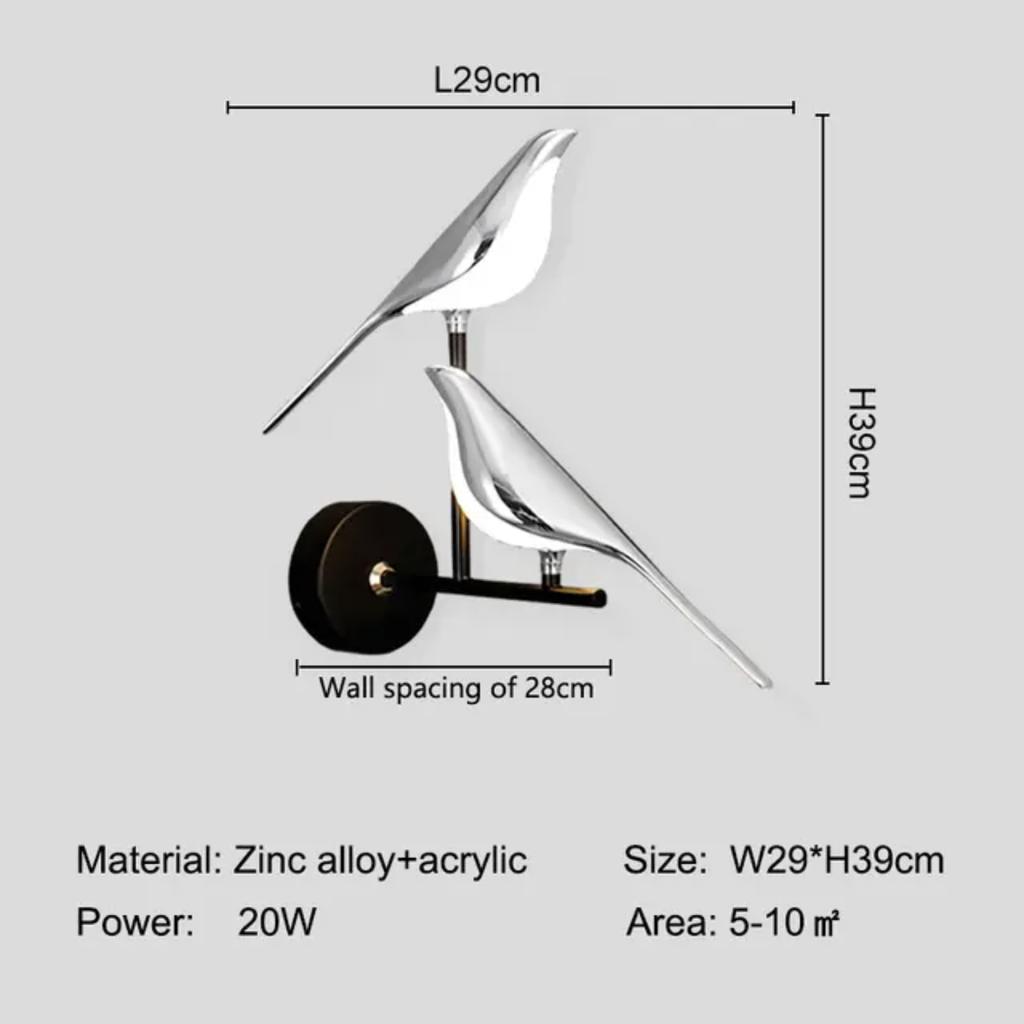 New Magpie Bird LED Wall Lamp Bedside Bedroom Rotation Indoor Wall Light Sconce AC85-265V
