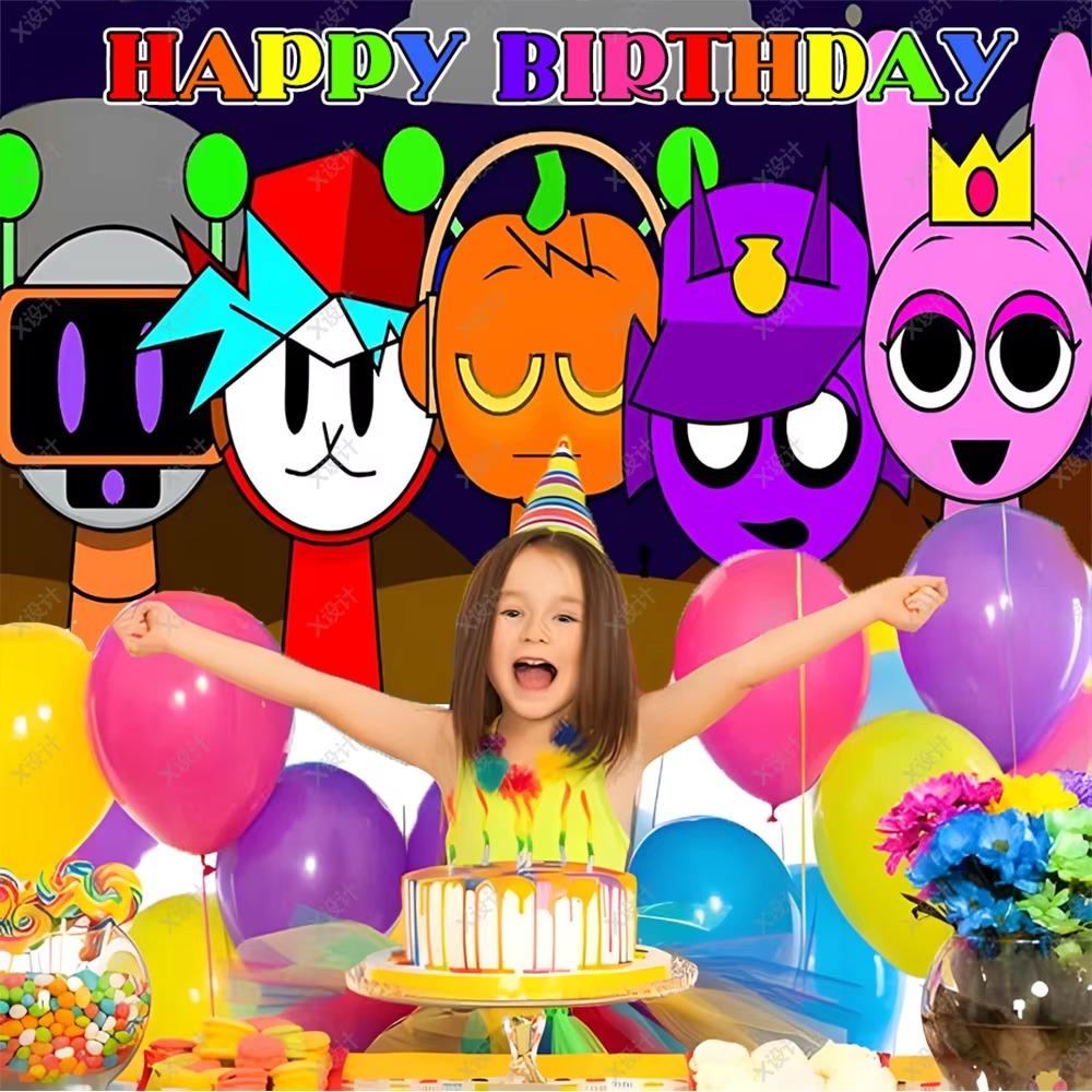 Hot Game-Incredibox Sprunki Kids Birthday Party Balloon Banner Background Cake Topper Decoration Baby Boy Party Supplies Gifts