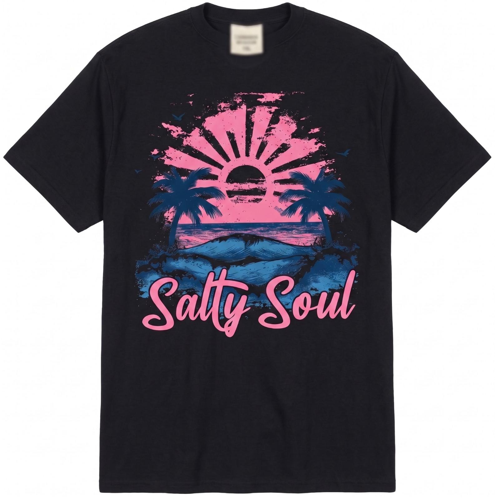 Salty Soul Summer Unisex T Shirt Summer Vacation Tee Tshirt Retro Vintage Beach Unisex T-Shirt XL