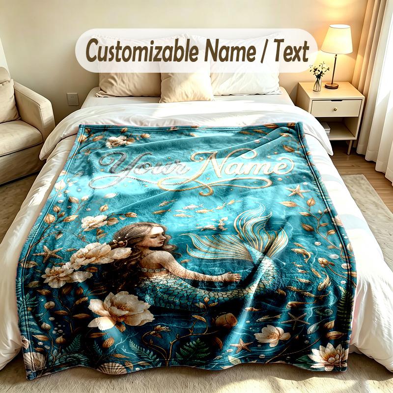 Fantasy Magic Theme Custom Blanket Personalized Name & Text Customized Soft Warm Throw Blanket Home Decor
