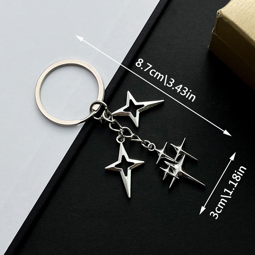 Elegant Silver Star Alloy Keychain Ornament