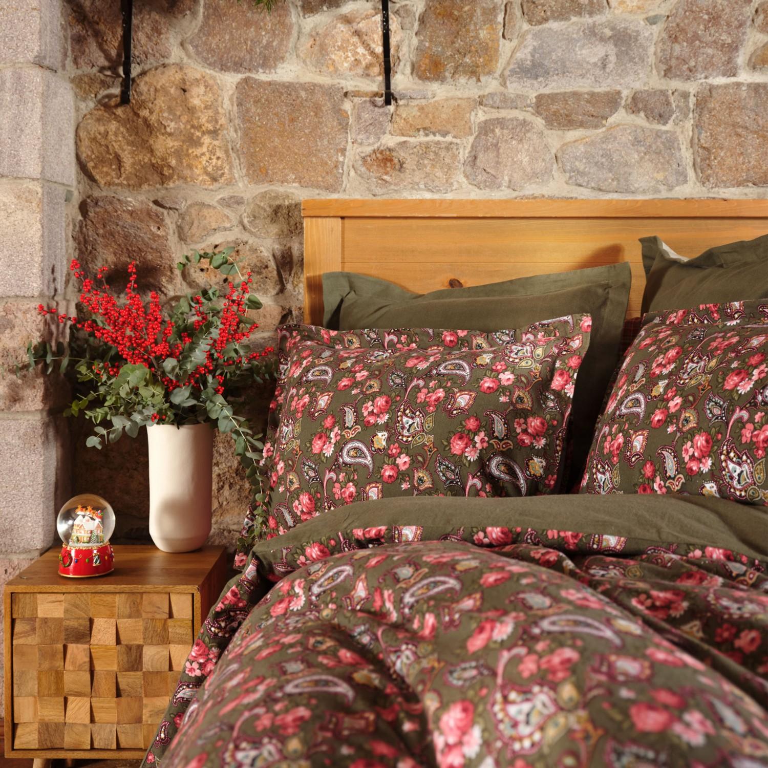 

Karaca Home Despina Green 100% хлопок фланелевый двойной пододеяльник набор