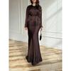Women's 2026 Spring New Dress Set: Elegant Lace Patchwork Tie-Up Long-Sleeve Shirt and Skirt Two-Piece Set